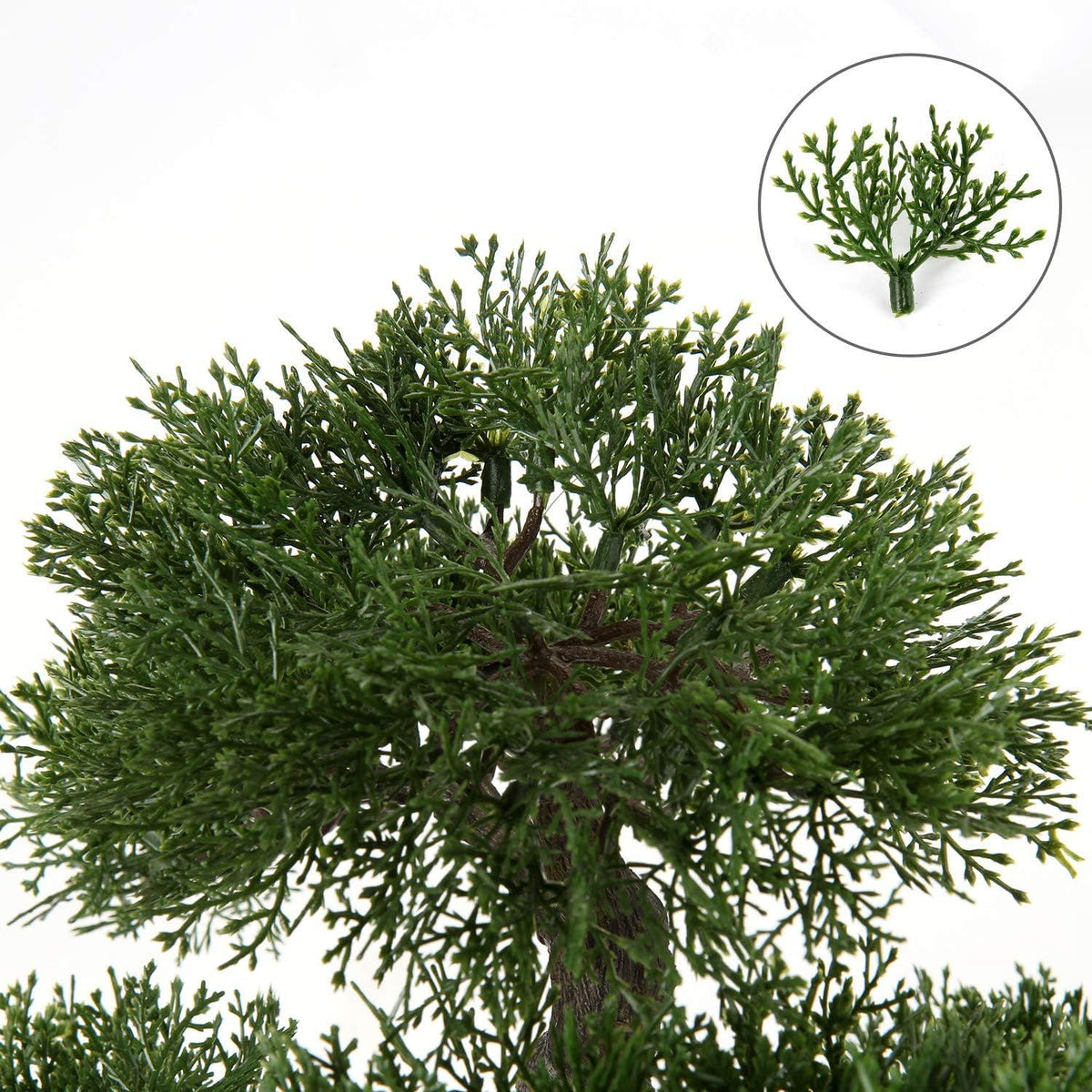 Kunstbonsai Zeder Künstliche Pflanze Schwarz Keramik-Übertopf 30x36cm