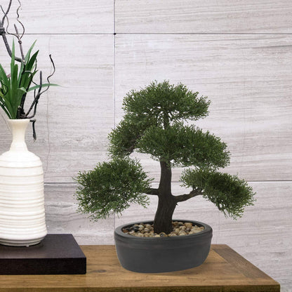 Kunstbonsai Zeder Künstliche Pflanze Bonsai Podocarpus Büro 30 x 36 cm