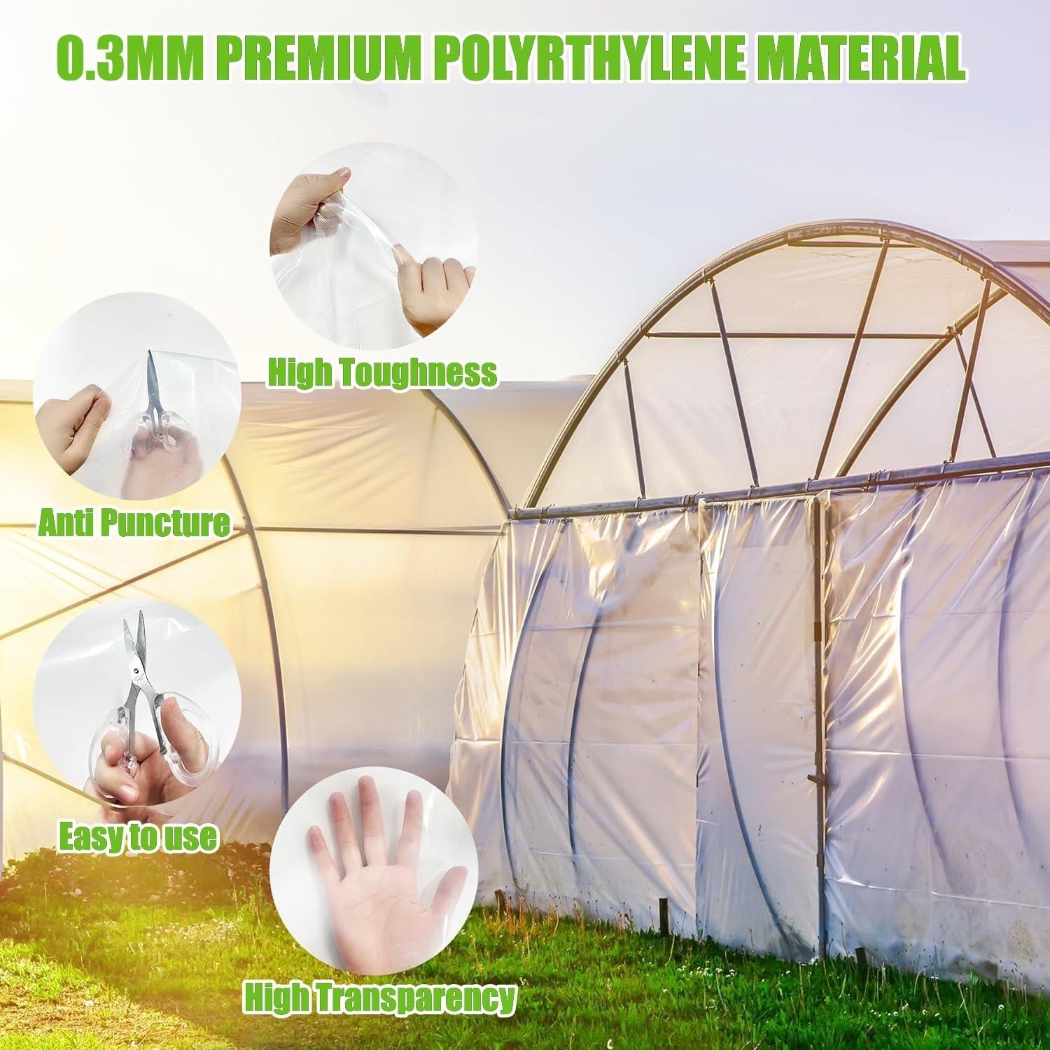 2 x 6m Polyethylenfolie Transparent Gewächshausfolie 250Mu