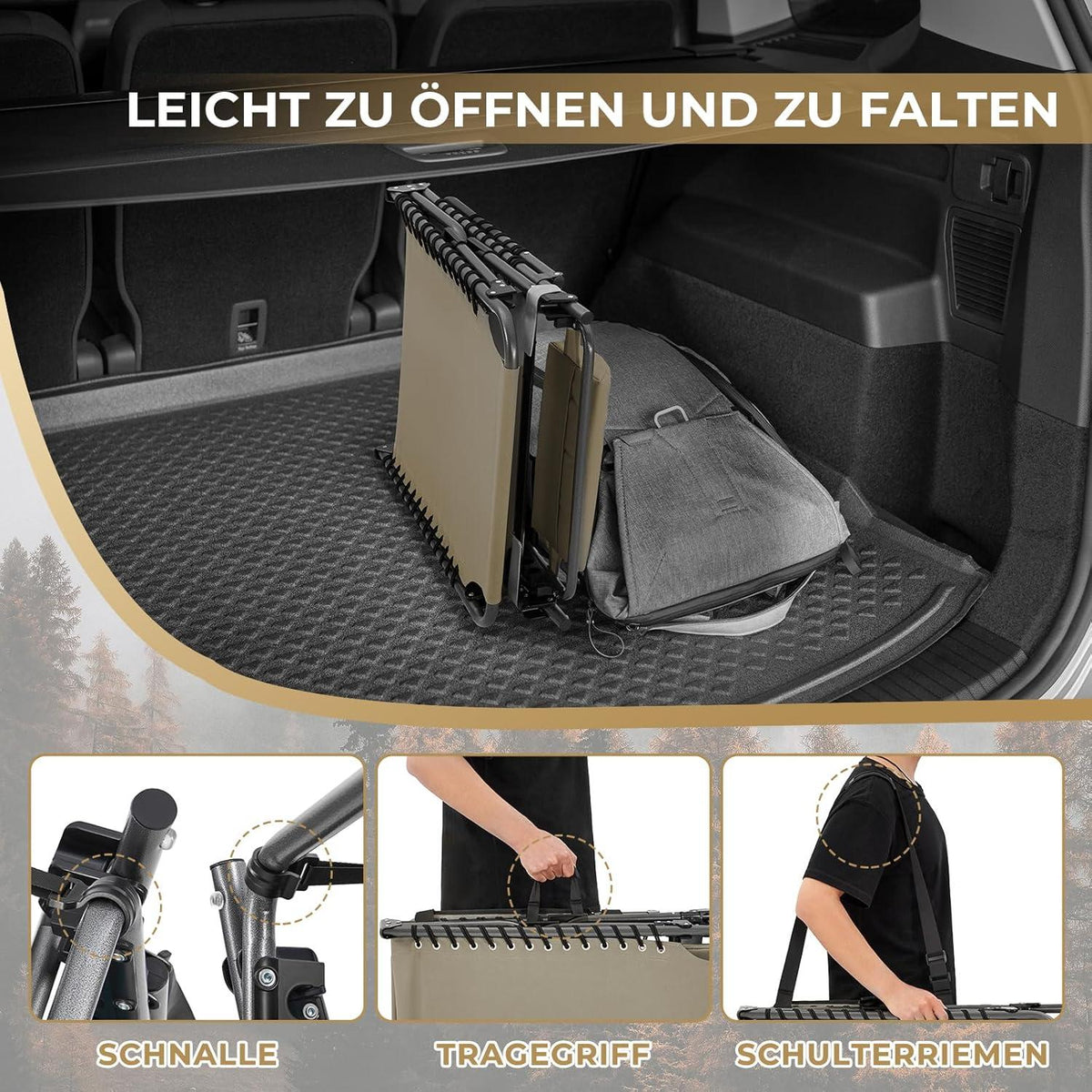 KingCamp Campingliege klappbar Sonnenliege 5-Stufig verstellbar Beige