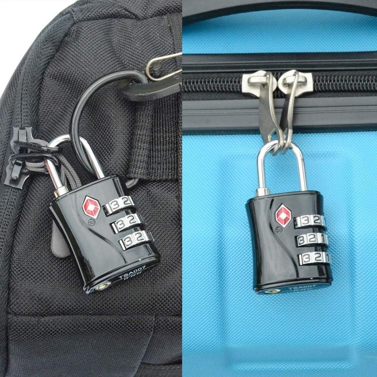 TSA Kofferschlösser 3-stellig Zahlencode Schwarz 2 Stücke