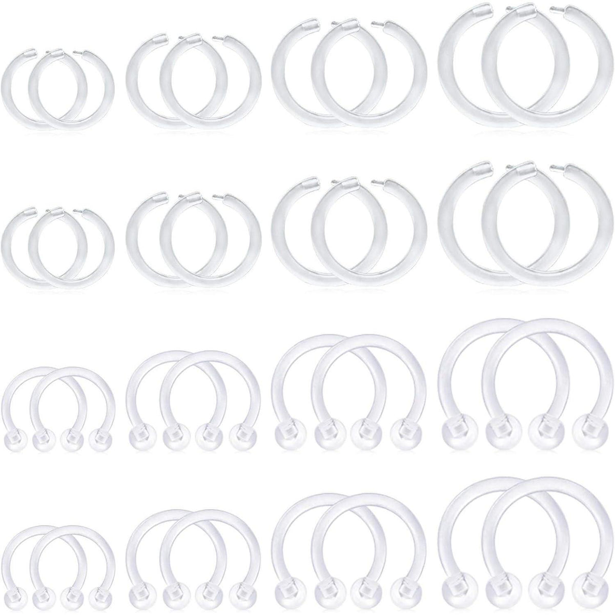 Retainer Set 32 Stück Bioflex Kunststoff 16G für Piercing Mix