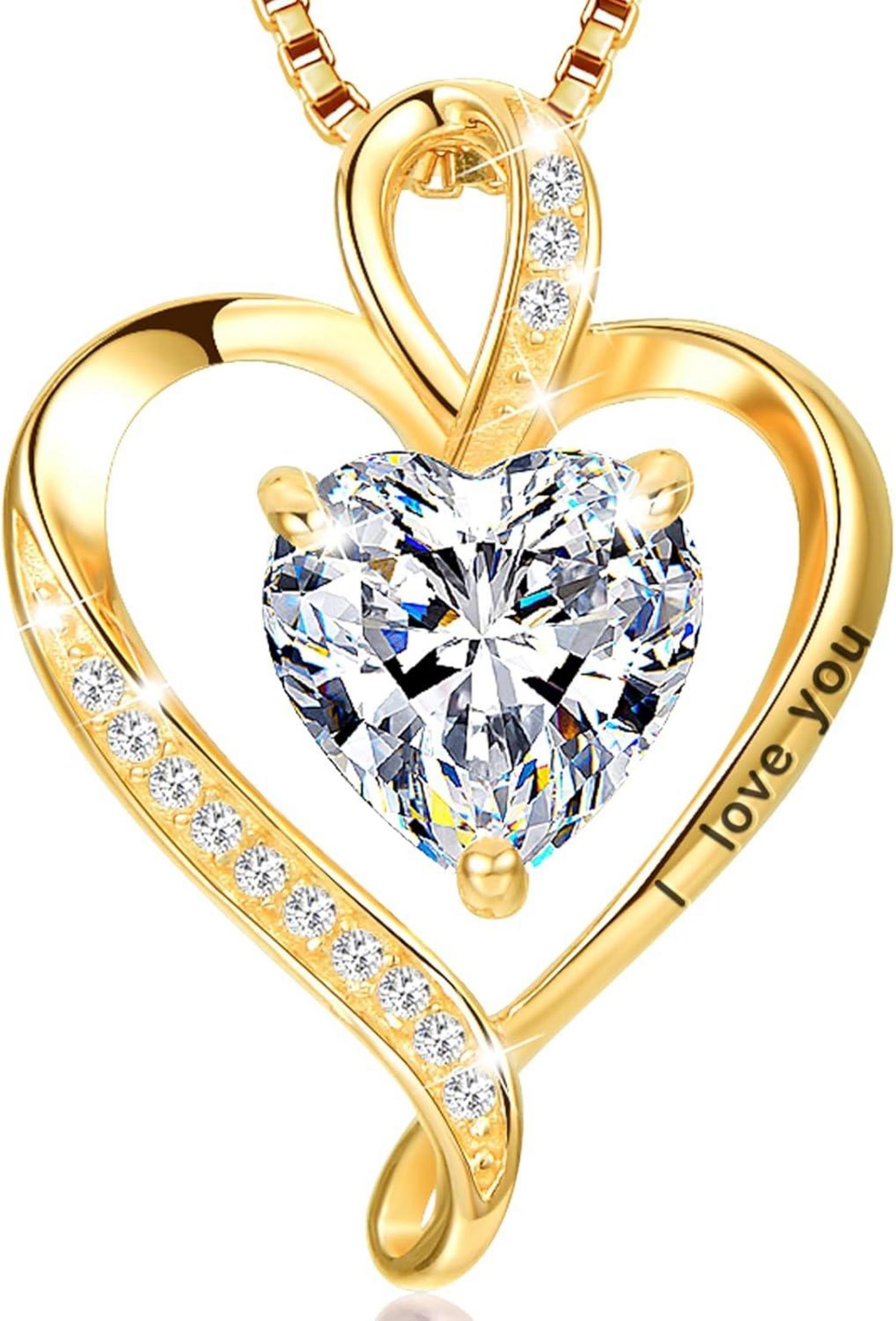 Herz Kette Damen Silber 925 Geburtsstein Halskette Geschenke