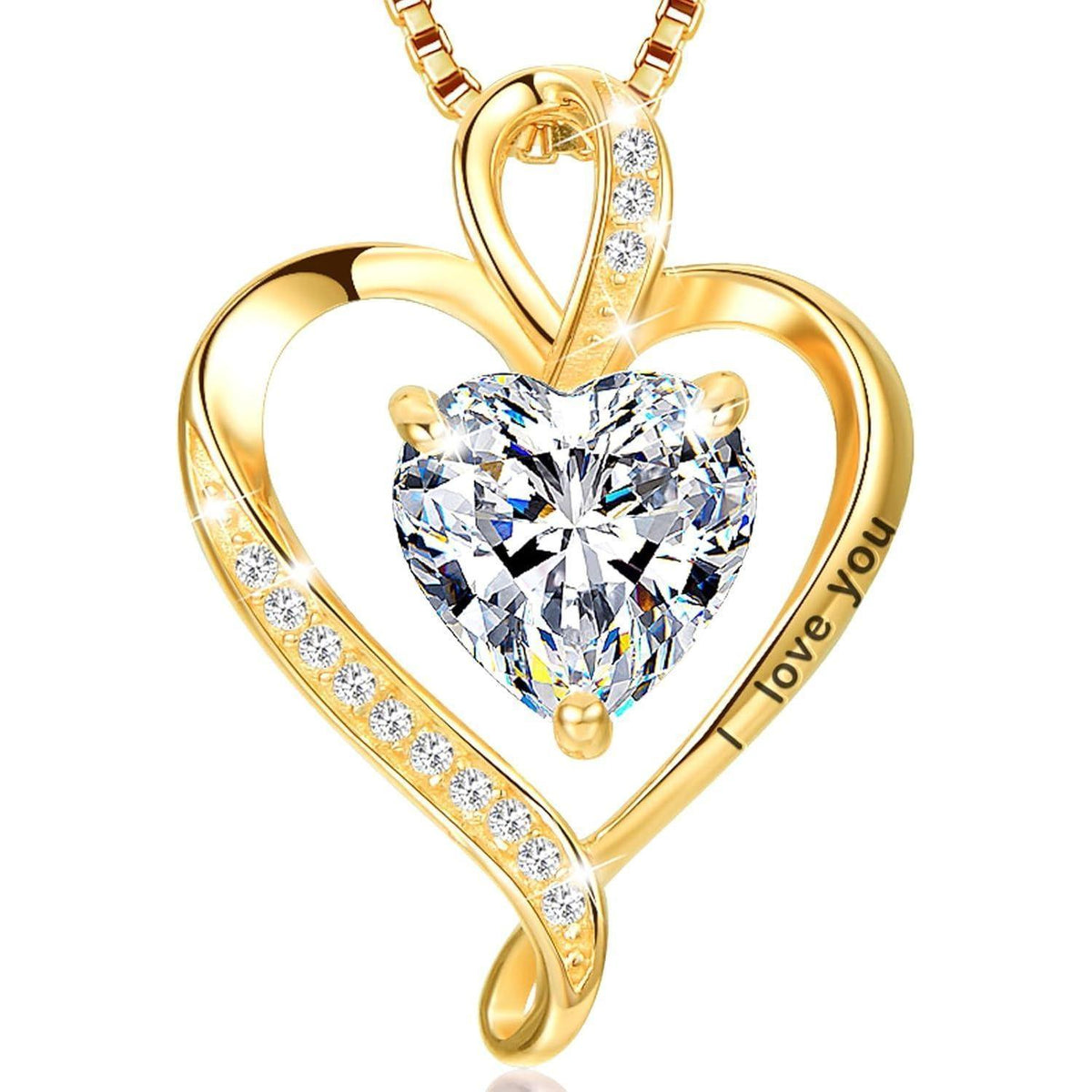 Silber Herz Kette Damen "I Love You" Gravur mit Geburtsstein