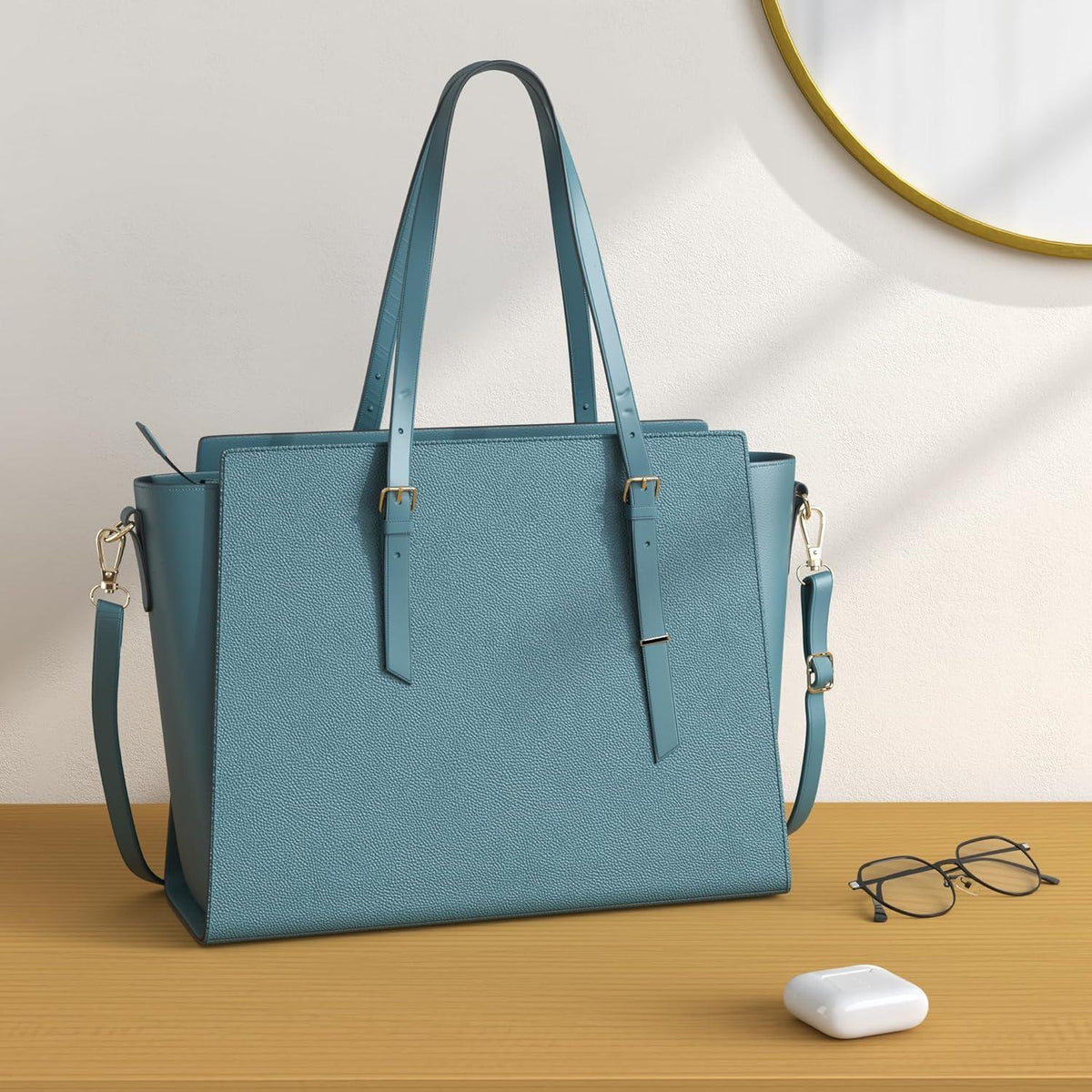 Handtasche Damen Schwarz Große Laptop Umhängetasche Elegant