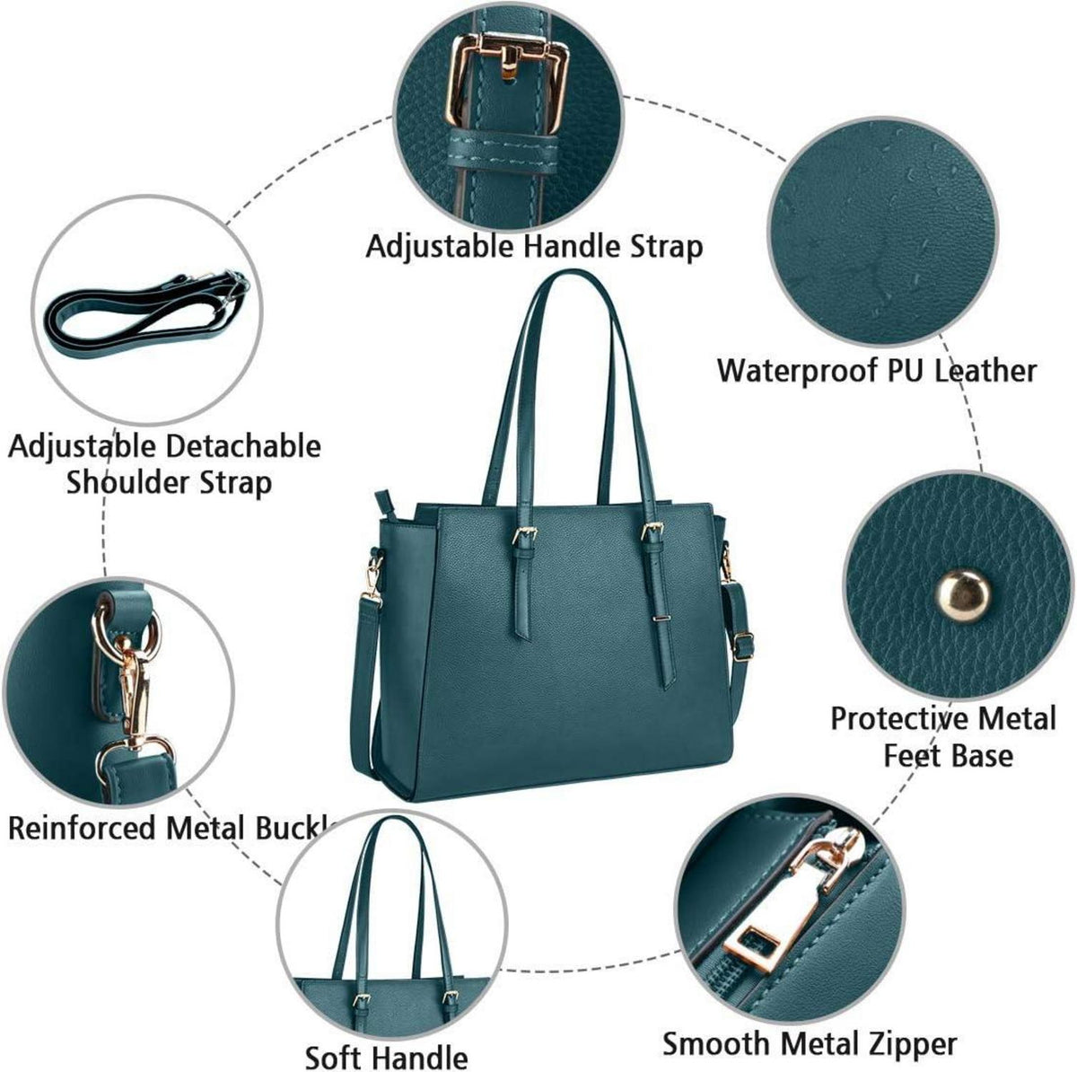 Handtasche Damen Schwarz Große Shopper Elegant Leder 15.6 Zoll