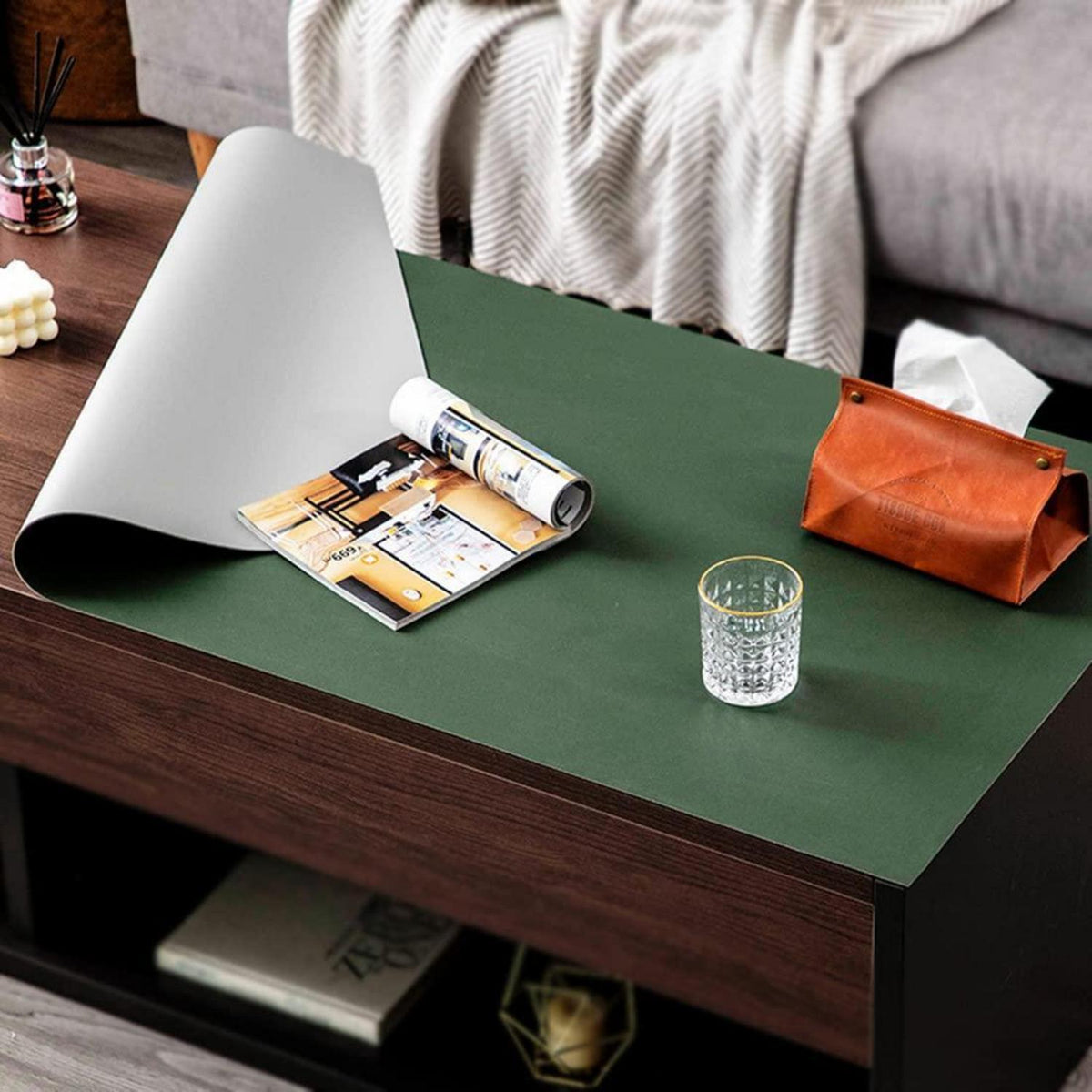 PU Tischdecke Wasserdicht Blau-Orange 90x160cm