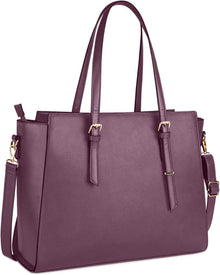 Handtasche Damen Schwarz Groß Leder Laptop Umhängetasche 15.6 Zoll