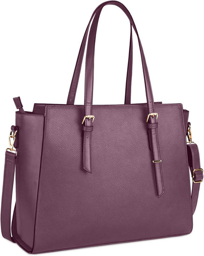 Handtasche Damen Schwarz Groß Leder Laptop Umhängetasche 15.6 Zoll