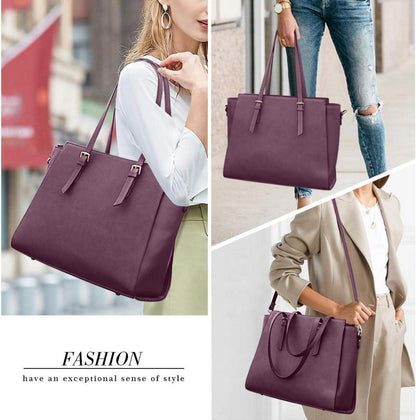 Handtasche Damen Schwarz Groß Laptop 15,6 Zoll Elegant Leder