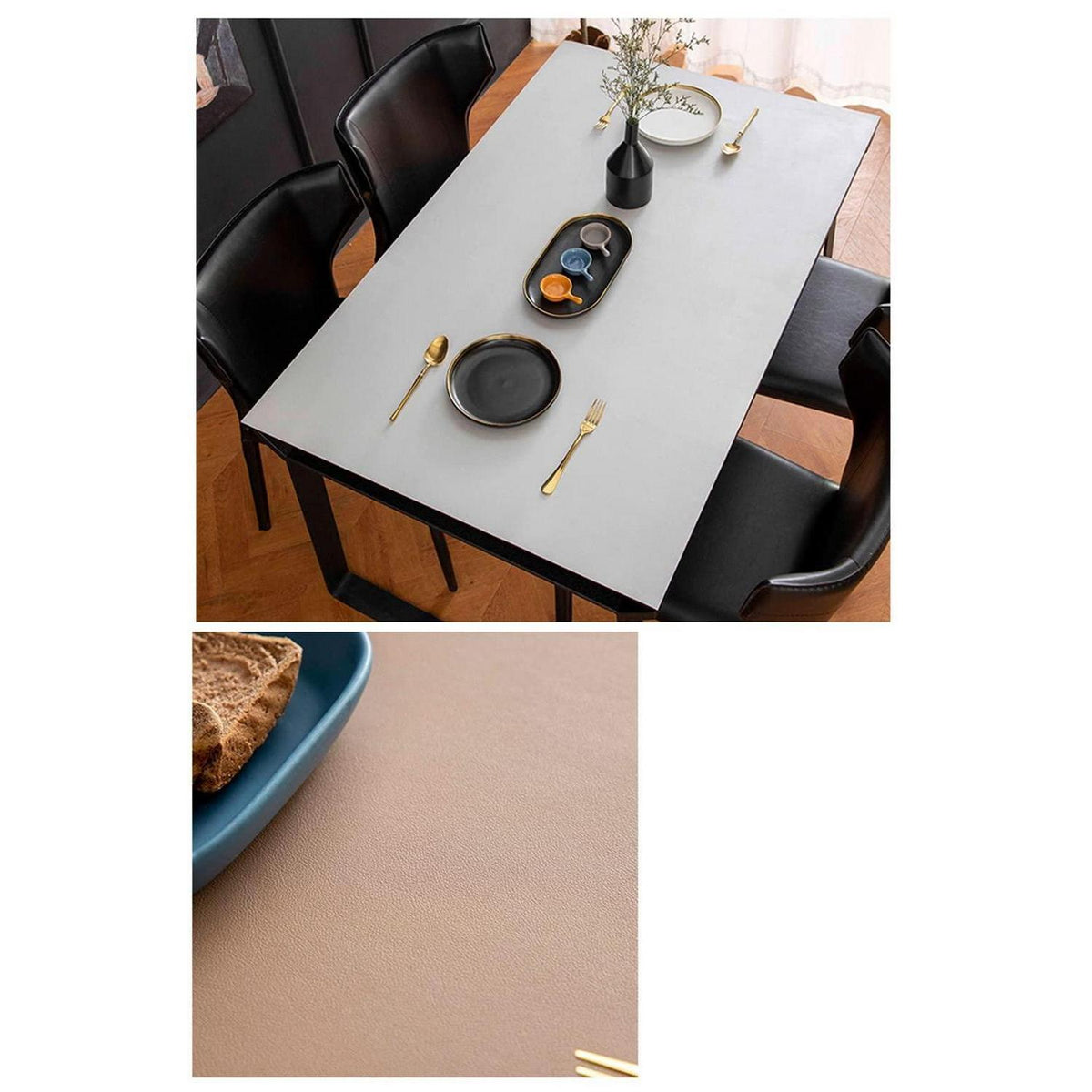 PU Tischdecke wasserdicht 90x150cm Khaki Grau