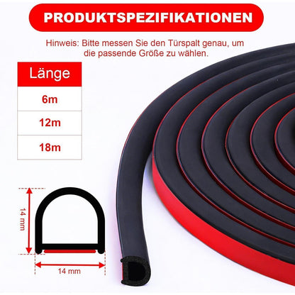 Autotür Dichtung Gummi D-Form 6m – Kantenschutz & Schallschutz