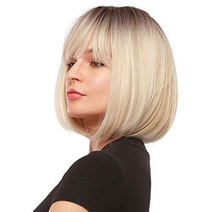 Blond Bob Perücke mit Pony – 14 Zoll, Platin Blond