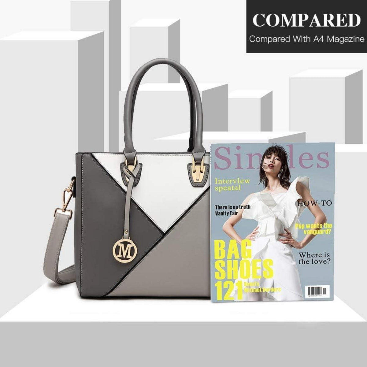 Miss Lulu Damen Handtasche Schultertasche Shopper V-Form Ledertasche