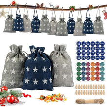 Adventskalender zum Befüllen Stoff Set 24 Säckchen Zahlen