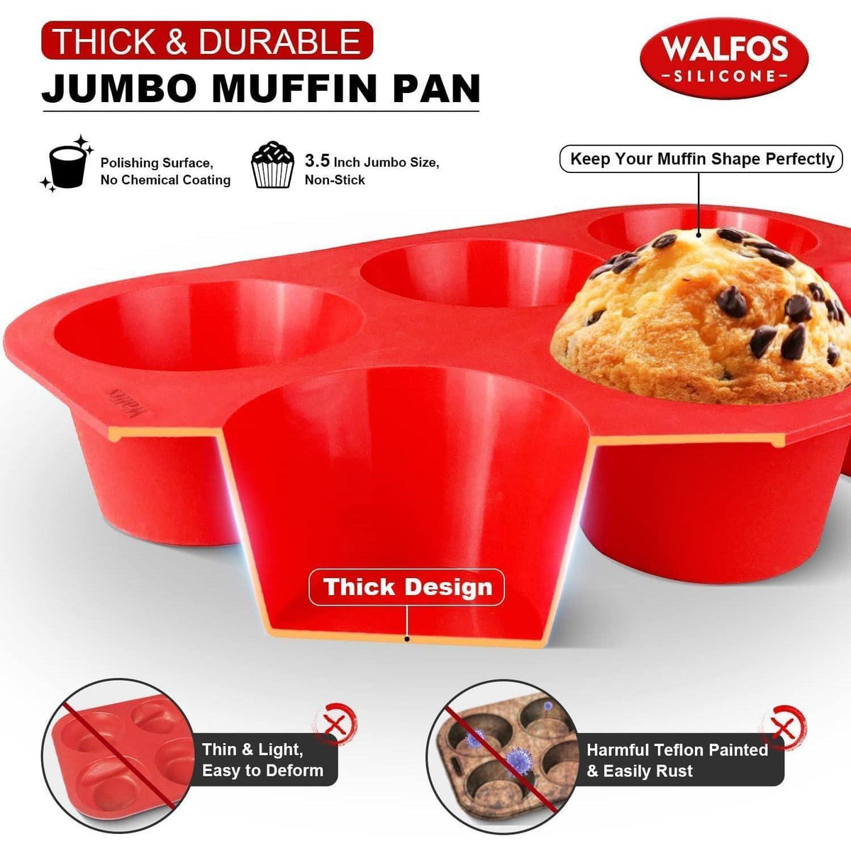 Jumbo Muffinform Set, 2x 6er-Pack, Antihaft-Silikon, BPA-frei