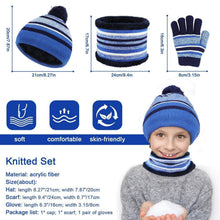 Kinder Mütze Schal Handschuhe Set 3-teilig Fleece Blau