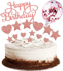 15-teilige Kuchendeko Sterne Herz Cupcake Topper Rose Gold