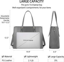 Lubardy Damen Handtasche Shopper Groß 15.6 Zoll Laptop PU