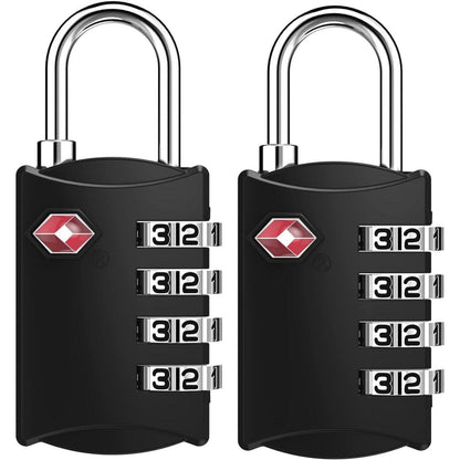 TSA Zahlenschloss 4-stellig für Koffer & Rucksack, 2 Stück Schwarz