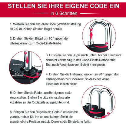 TSA Zahlenschloss 4-stellig für Koffer & Rucksack, 2 Stück Schwarz