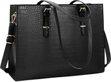 Lubardy Handtasche Damen Schwarz 15.6 Zoll PU Leder
