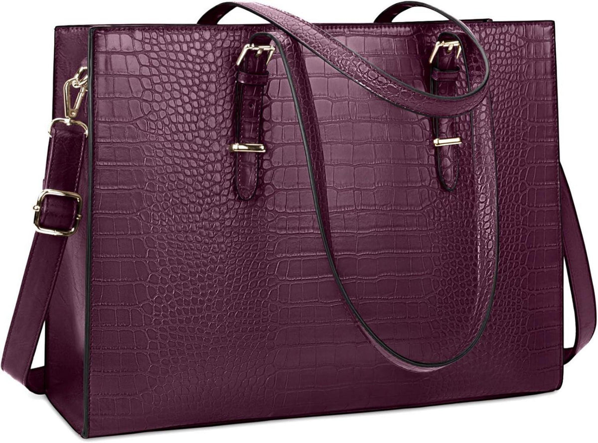 Lubardy Handtasche Damen Groß 15.6 Zoll Elegant PU Leder Umhängetasche