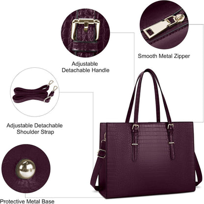 Lubardy Handtasche Damen Groß 15.6 Zoll Elegant PU Leder Umhängetasche