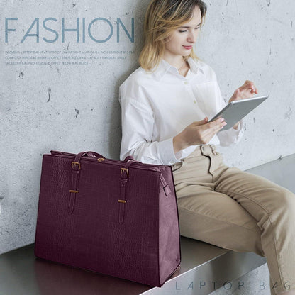 Lubardy Damen Handtasche Shopper Groß 15.6 Zoll Laptop Umhängetasche PU Leder