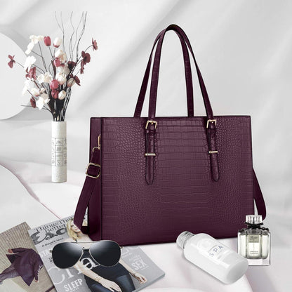 Damen Shopper Handtasche Laptop Tasche 15.6 Zoll PU Leder Arbeits