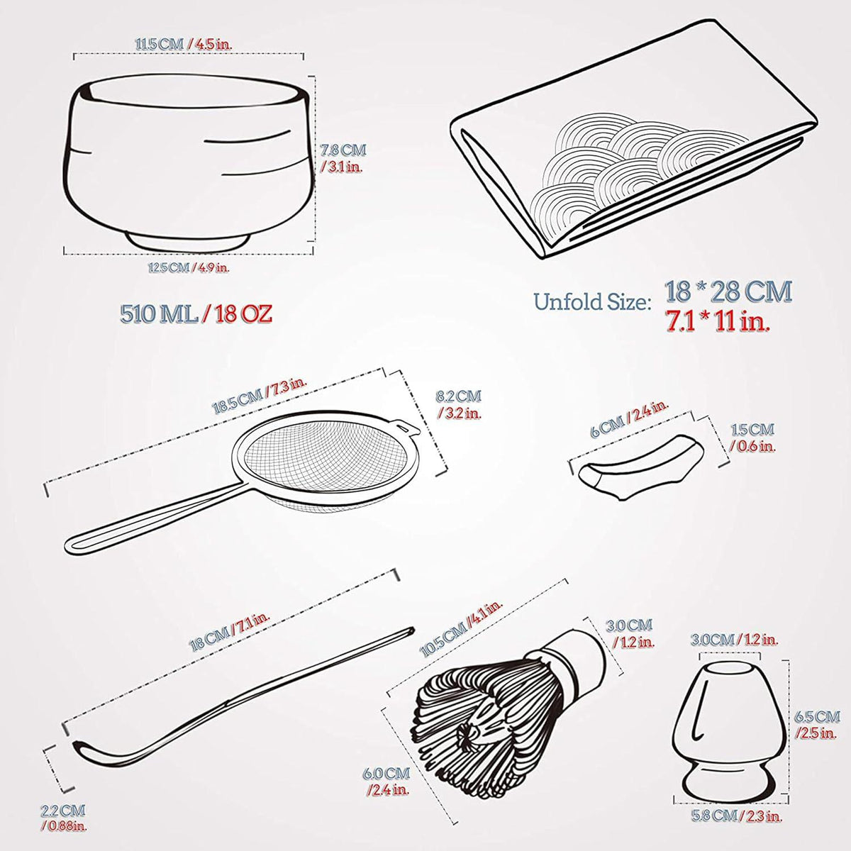 Matcha-Zeremonie-Set Bambus Schneebesen-Kit N5 Keramik Elfenbein