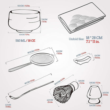 Matcha-Zeremonie-Set Bambus Schneebesen-Kit N5 Keramik Elfenbein