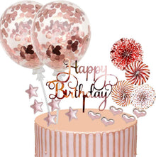 17-teilige Tortendeko Geburstagstorte Rose Gold Glitter Cake Topper