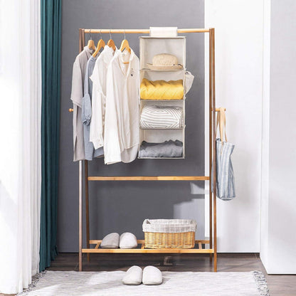 Hängeregal 4 Fächer Bambus MDF-Platten Beige Organizer