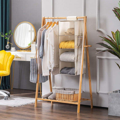 Hängeregal Bambus MDF-Platten Stabil 4 Fächer Beige