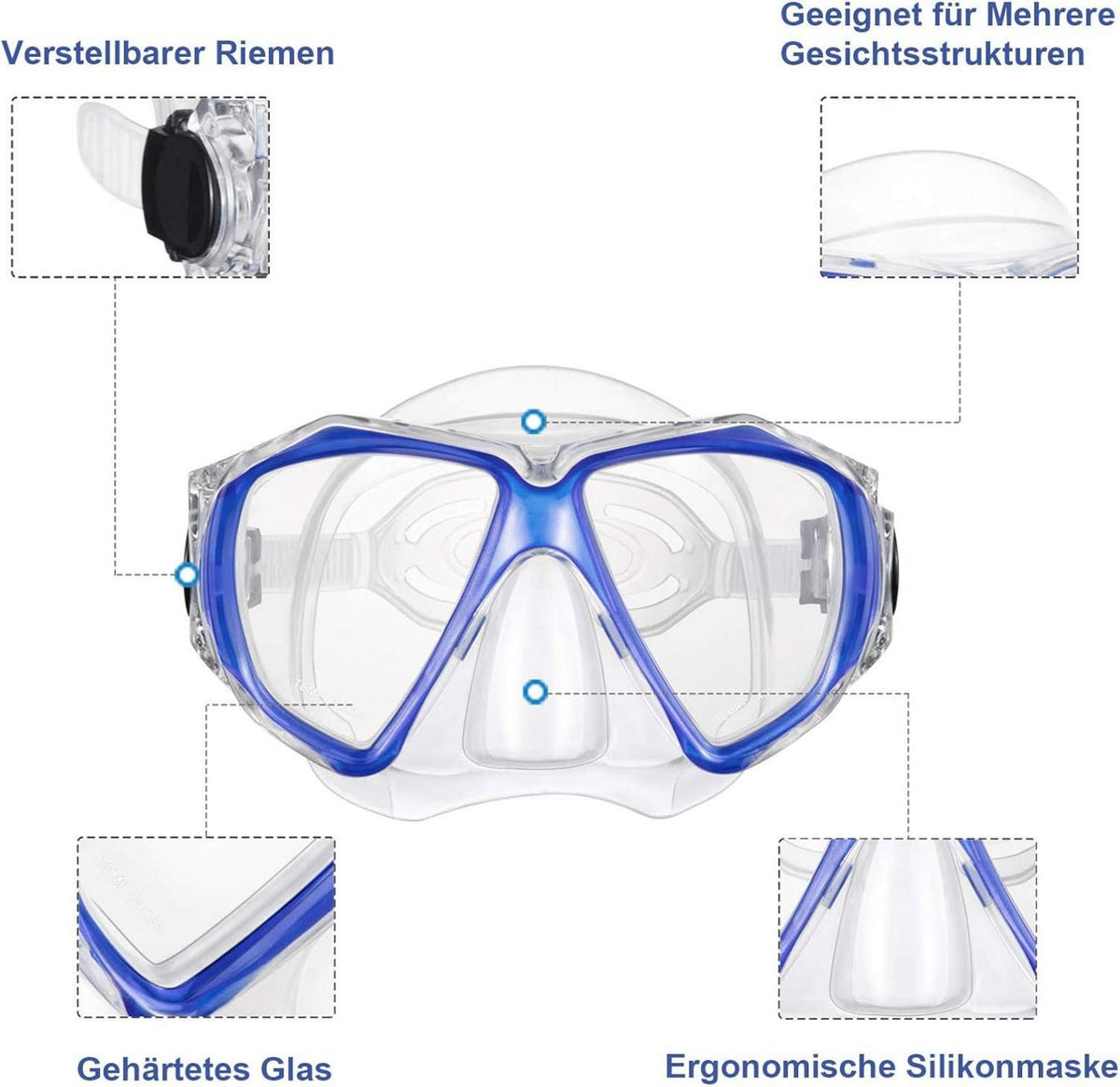 Premium Erwachsene Schnorchelset Tauchbrille Anti-Leck Anti-Fog