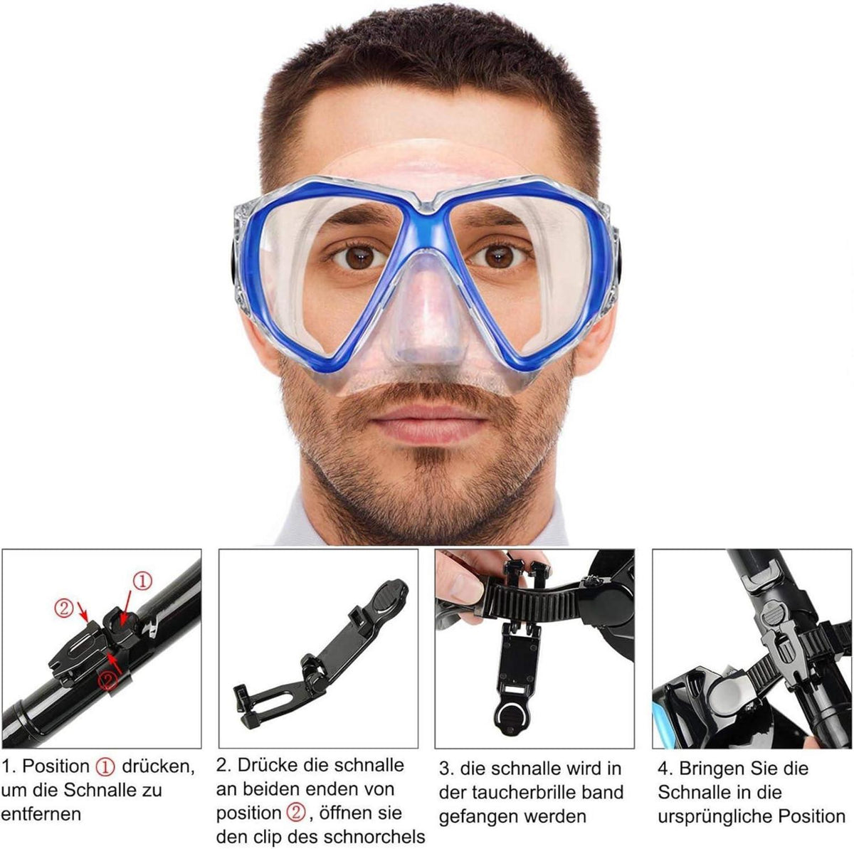 Dorlle Dry Tauchset Erwachsene Schnorchelmaske Taucherbrille Anti-Leck Anti-Fog