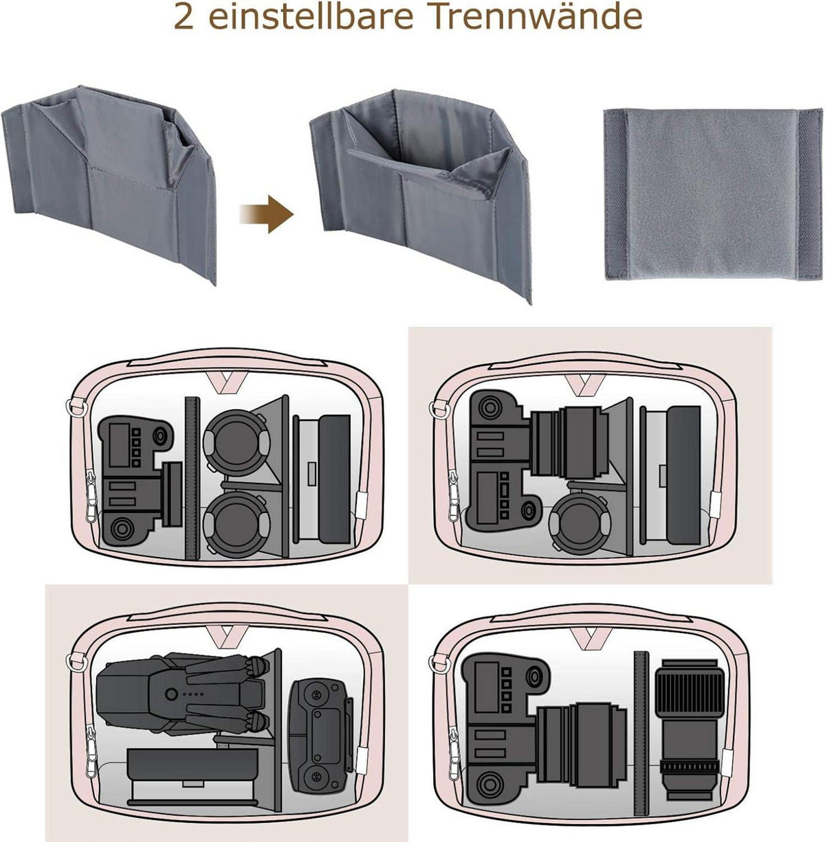 Große Kameratasche Umhängetasche DSLR SLR Zubehör Schutz Rosa