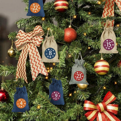 Adventskalender zum Befüllen Stoffsäckchen Zahlen Aufkleber
