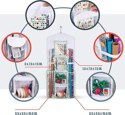Hänge-Geschenkpapier-Organizer 100x43cm transparente PVC-Tasche
