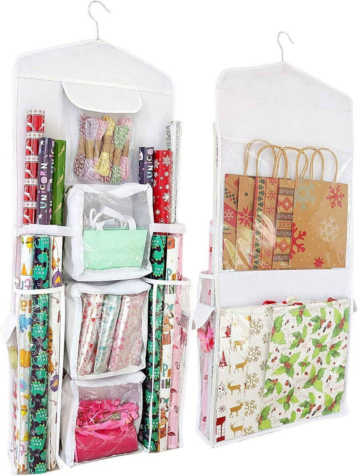 Doppelseitiger hängender Geschenkorganizer für Geschenkpapier und