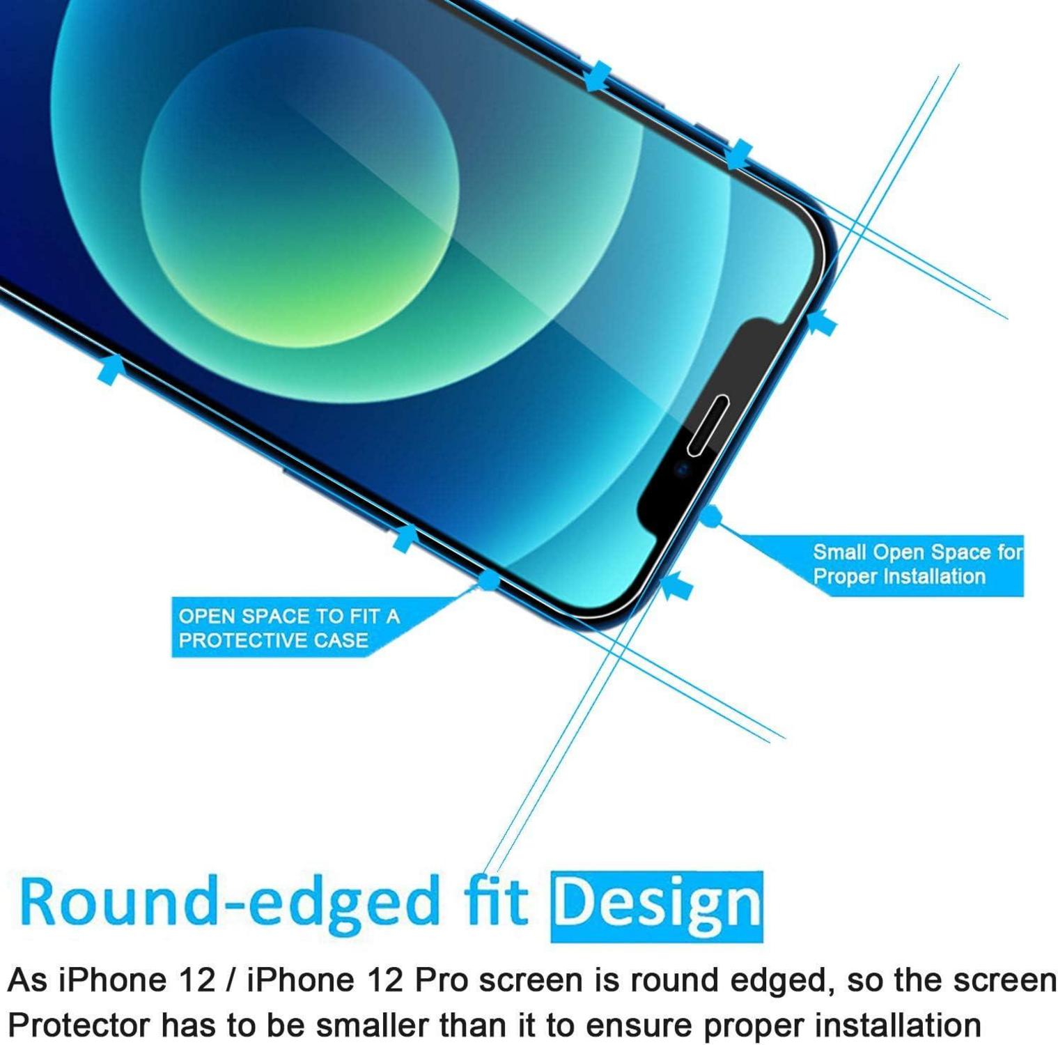 Panzer Schutz Glas für iPhone 12 und 12 Pro 9H Härte 2 Stück