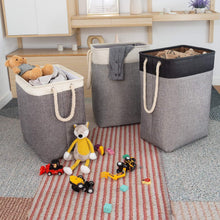 Großer Faltbarer Wäschekorb 78L mit Seilgriffen Beige Grau 60x42x31 cm