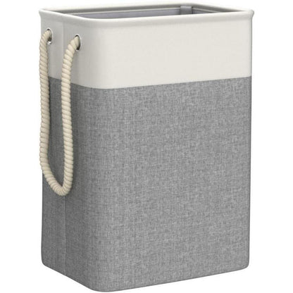 Großer Faltbarer Wäschekorb 78L mit Seilgriffen Beige Grau 60x42x31 cm
