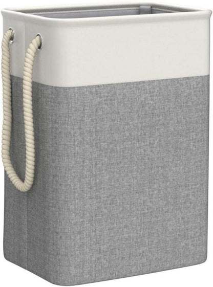 Faltbarer Wäschekorb 78L mit Seilgriffen 60 x 42 x 31 cm Beige Grau