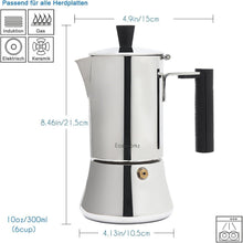 Espressokocher Edelstahl für 6 Tassen 300ml Induktion Gas