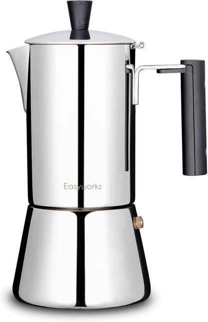 Espressokocher Edelstahl 4 Tassen 200ml Induktion Gas Herd Mokkakanne