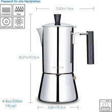 Espressokocher Edelstahl 4 Tassen 200ml für alle Herde