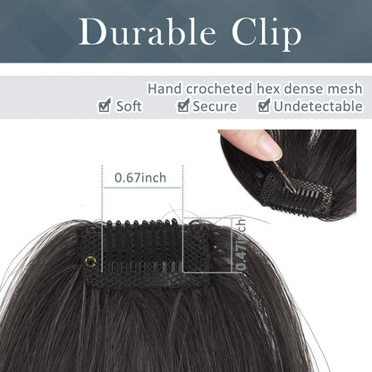 Echthaar Clip in Pony Schwarz Natürliche Haarverlängerung