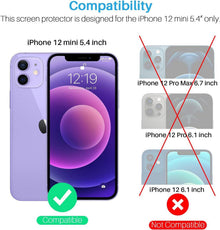 3x LK Hartglas Displayschutz iPhone 12 Mini 5,4 Zoll Purple